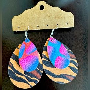 Faux Leather Animal Print Earrings 🐅🦚